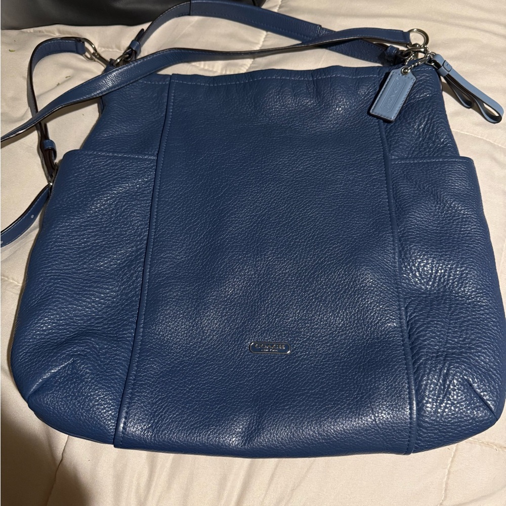 Coach Navy Leather Shoulder Bag